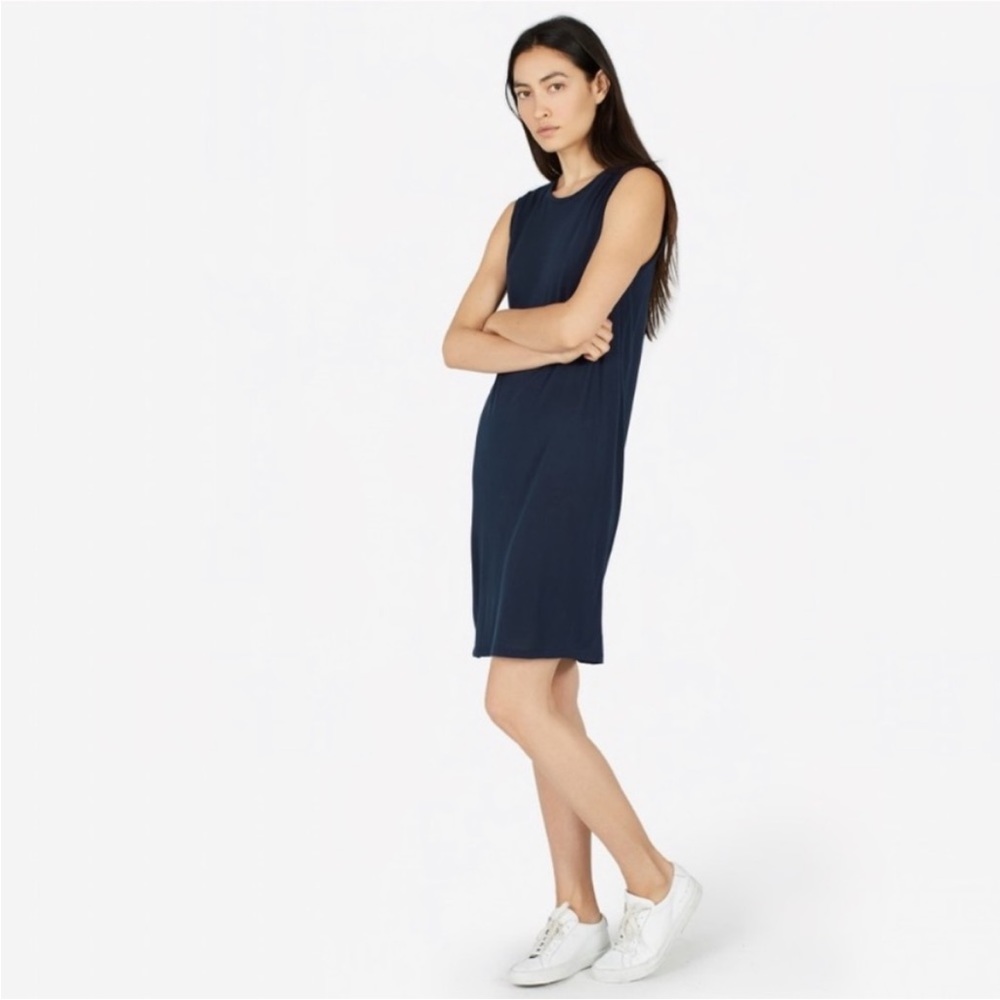 Everlane Luxe Drape Muscle Tank Blue Lyocell‎ Dress D4